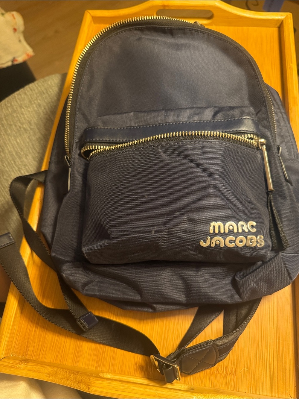 Marc Jacobs navy blue Nylon Compact Backpack with Front Zip Pocket - Picture 5 of 7